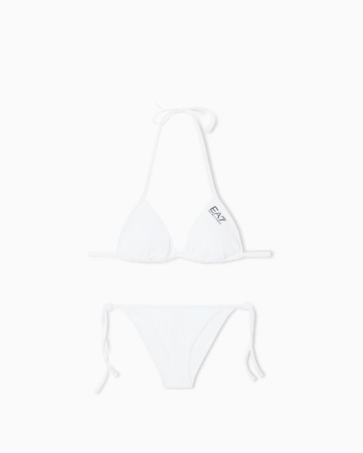EA7 White Triangle Bikini With Logo