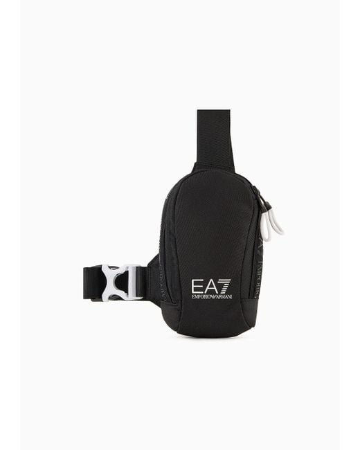 Mini Zaino Round Logo Series In Tessuto Tecnico di EA7 in Black da Uomo