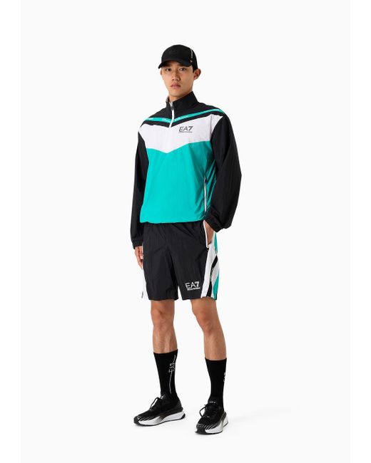 EA7 Asv Tennis Club Shorts Aus Recyceltem Stoff in Black für Herren