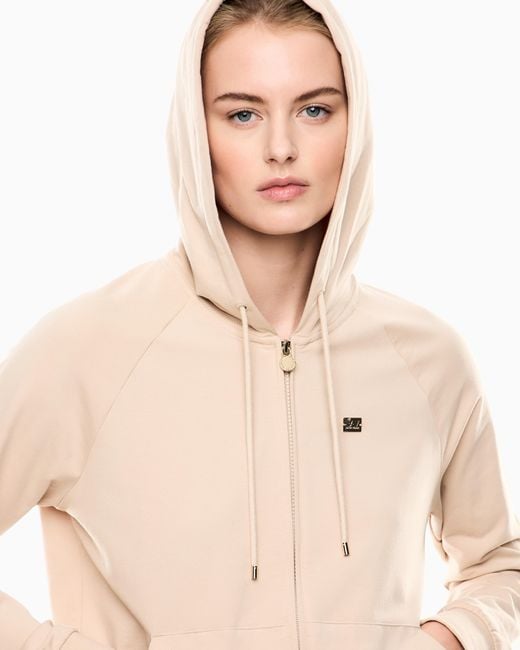 EA7 Natural Stretch-Cotton Hooded Core Lady Sweatshirt