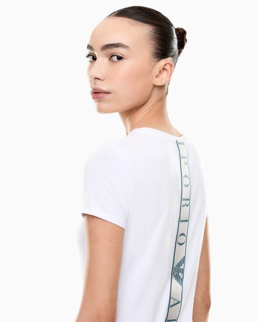 EA7 White Natural Ventus7 Technical Fabric T-Shirt