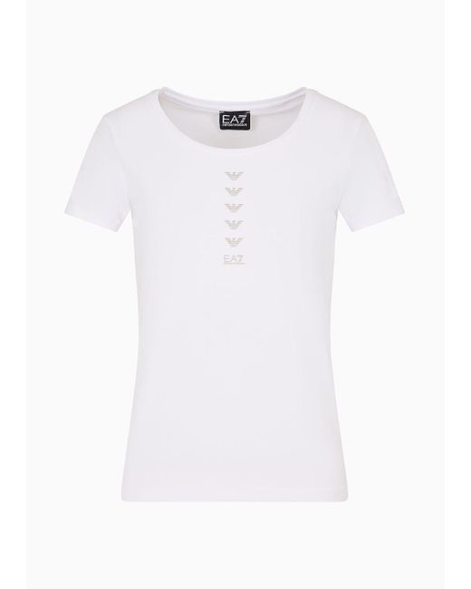 EA7 White Slim Fit T-shirts