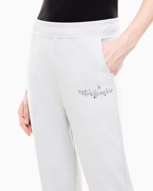 EA7 White Trousers Logo Series Regular Fit Jersey