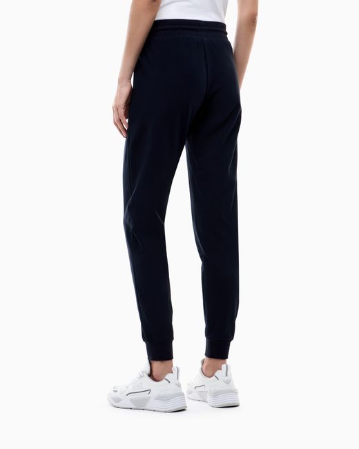 EA7 Blue Cotton Stretch Joggers With An Elastic Waist Core Lady