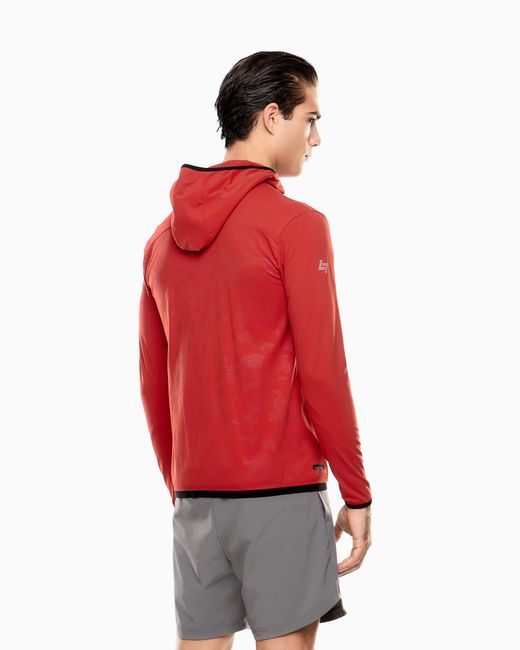 EA7 Red Dynamic Athlete Hooded Sweatshirt for men