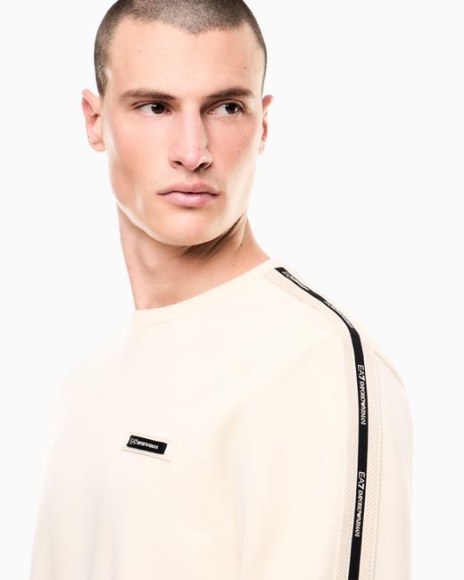 Felpa Logo Series di EA7 in Natural da Uomo