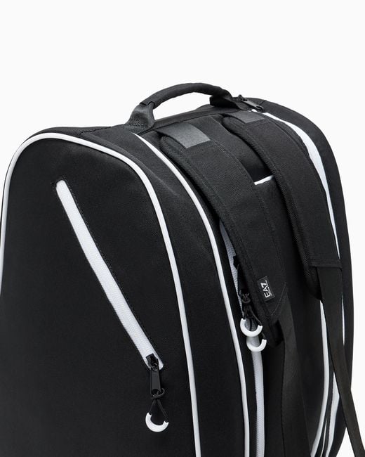 EA7 Black Water-Resistant Backpack With A Shoe Compartment Padel Bag