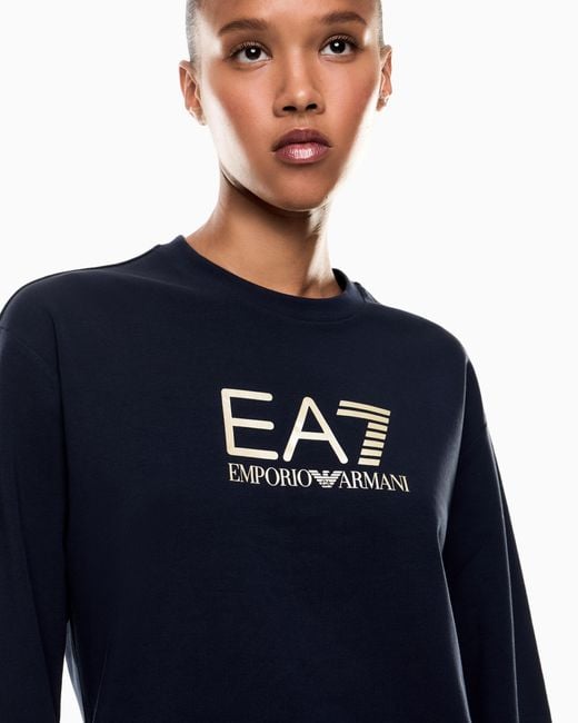 EA7 Blue Stretch-Cotton Tracksuit With Logo