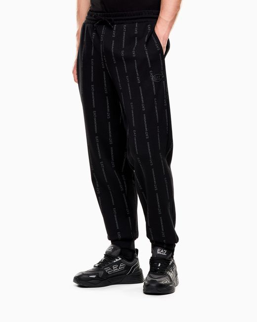 EA7 Black Graphic Series Cotton-Blend Joggers for men