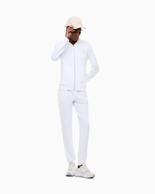 EA7 White Evolution Hooded Sweatshirt