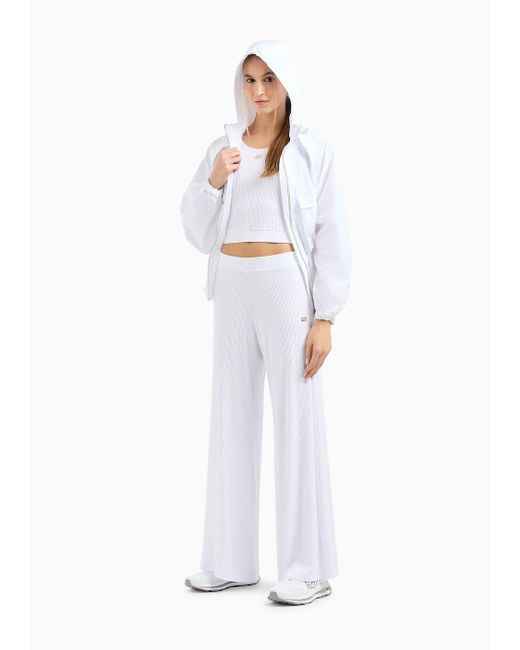 EA7 White Pleated Stretch-cotton Tracksuit
