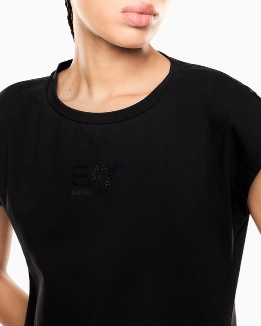 EA7 Black Logo Series Stretch Jersey Dress