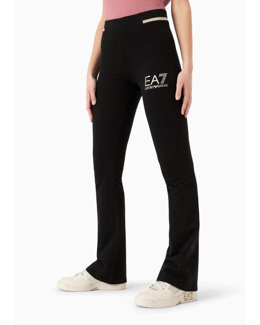 EA7 Blue Core Lady Stretch-cotton Jersey Trousers