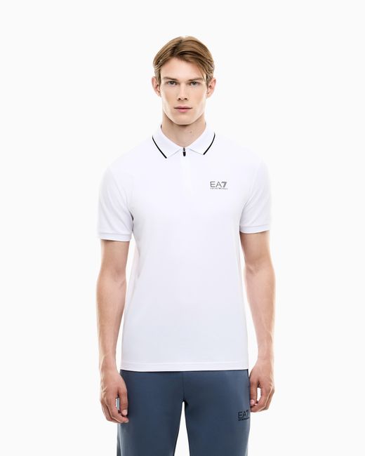 EA7 White Regular Fit Polo Shirt Natural Ventus 7 for men
