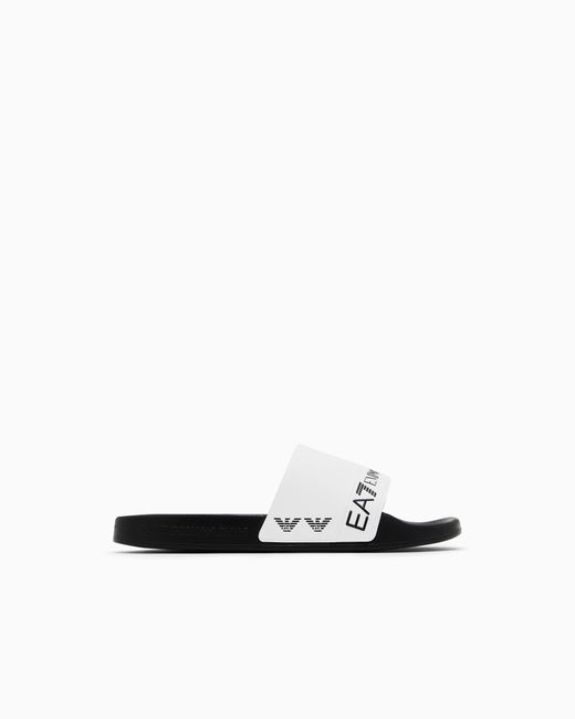 EA7 White Sliders With Logo Band
