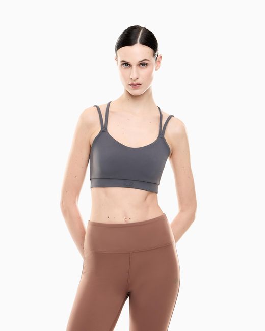 EA7 Gray Light-Support Sports Bra Fullness