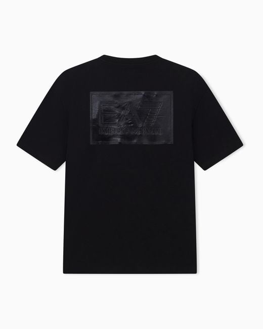 EA7 Black T-Shirt & Cotton Jersey Rib Details for men
