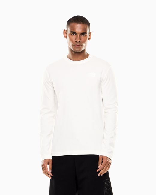 EA7 White Logo Series Cotton Jersey Long-Sleeved T-Shirt for men