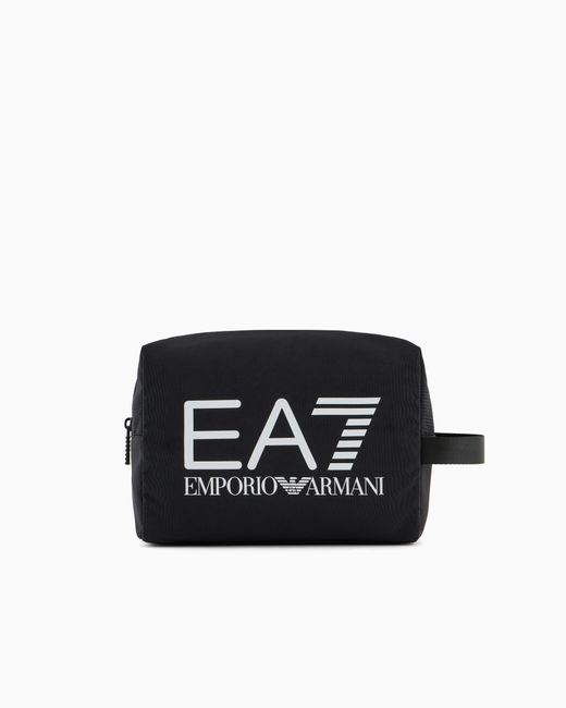 EA7 Black Washbag With Oversized Logo