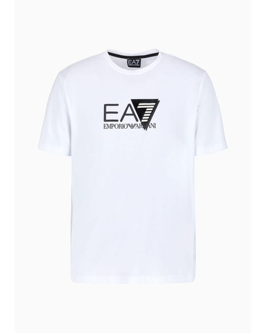EA7 Visibility T-shirt Aus Recyceltem Stoff Und Baumwollstretch in White für Herren