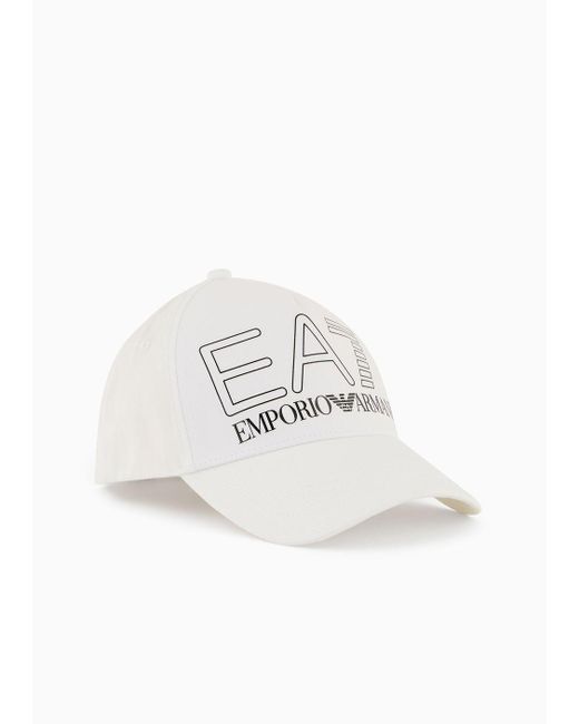 EA7 White Visibility Cotton Baseball Cap
