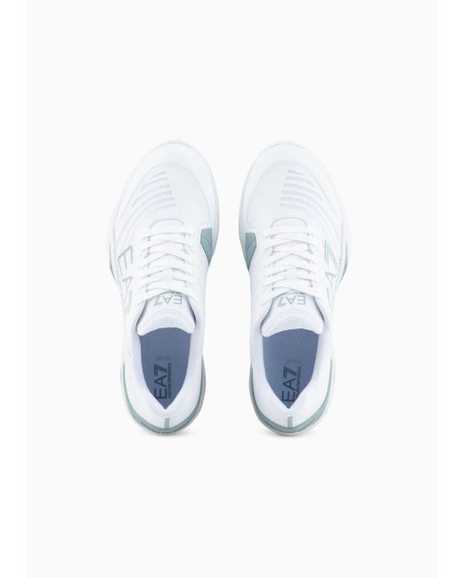 EA7 White Tennis Tech Clay Sneakers