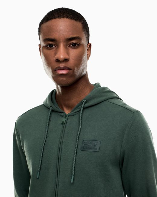 EA7 Green Lux Identity Cotton-Blend Hooded Sweatshirt for men