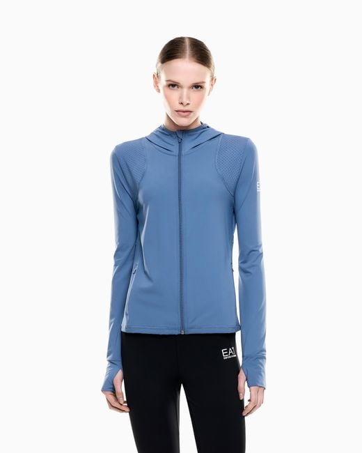 EA7 Blue Dynamic Athlete Hooded Sweatshirt