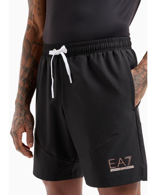 EA7 Black Tennis Pro Shorts In Ventus7 Technical Fabric for men