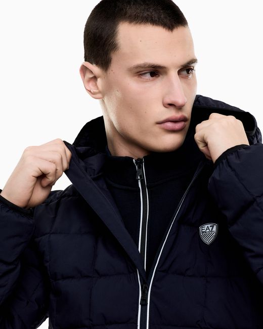 EA7 Blue Premium Shield Hooded Jacket for men