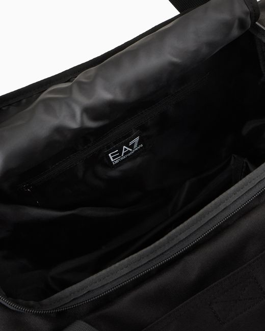 EA7 Black Small Technical-Fabric Duffel Bag With Oversized Logo