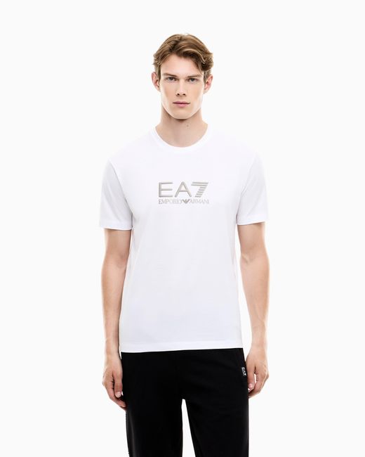 EA7 White Regular Fit T-Shirt Lux Identity for men