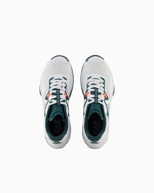 EA7 White Running Sneaker With A Breathable Mesh Upper New Padel