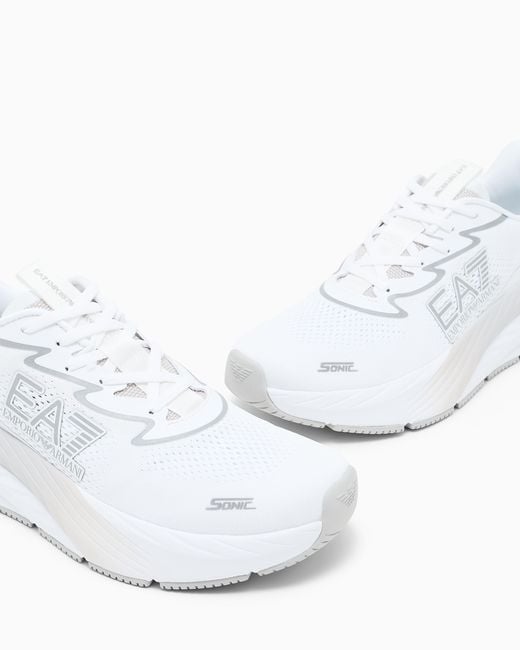 EA7 White Sneaker Crusher Sonic Mesh With Dual-Density Cushioning