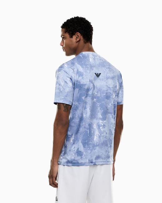EA7 Blue Tennis Pro Print T-Shirt for men