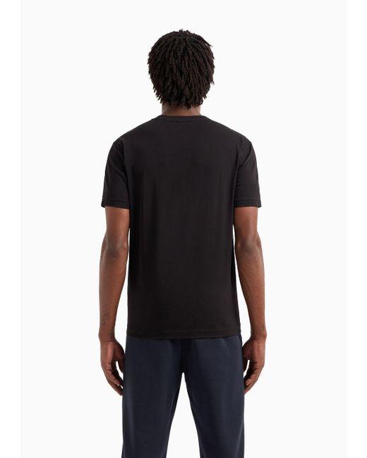 T-shirt Girocollo A Maniche Corte Visibility In Cotone Stretch di EA7 in Black da Uomo