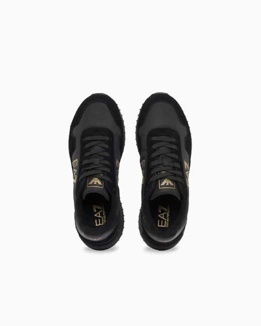 EA7 Black Fabric Sneaker With Suede Inserts Vintage Running