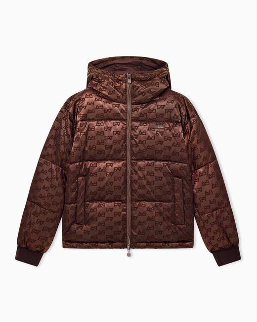 EA7 Brown Bomber Jacket Oversized With Extra Padding And Monogram