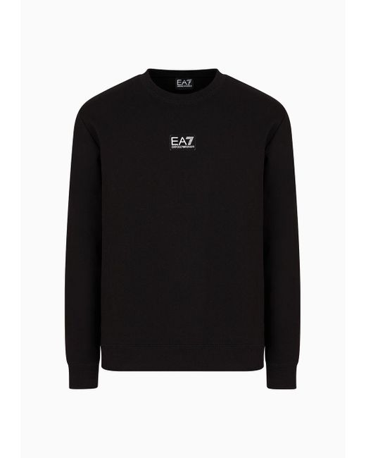 EA7 Core Identity Sweatshirt Mit Rundhalsausschnitt Aus Einer Baumwollmischung in Black für Herren