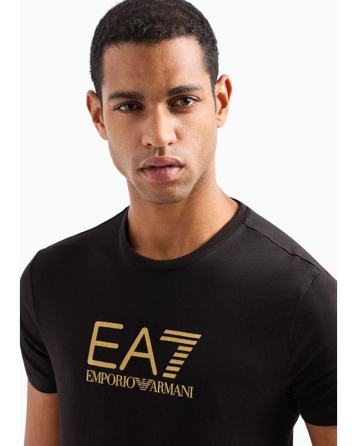 EA7 Gold Label T-shirt Mit Rundhalsausschnitt Aus Pima-baumwolle in Black für Herren