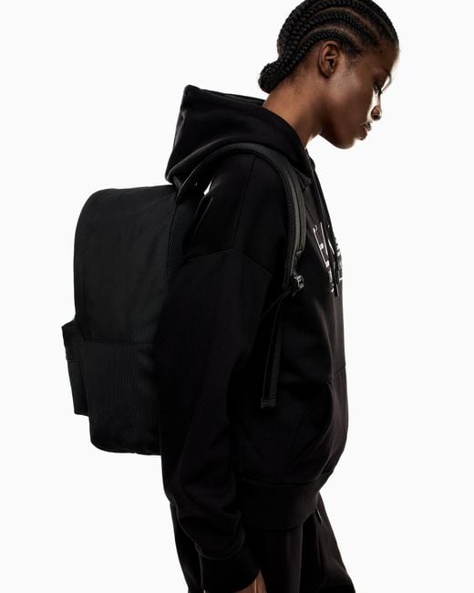 EA7 Black Train Core Round Backpack With Oversized Logo