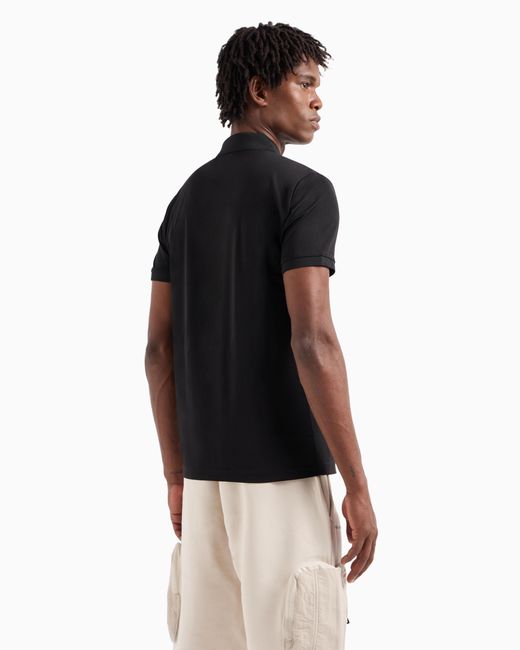 EA7 Hochwertiges Premium Shield-Poloshirt Aus Viskose- Und Nylon-Jersey in Black für Herren