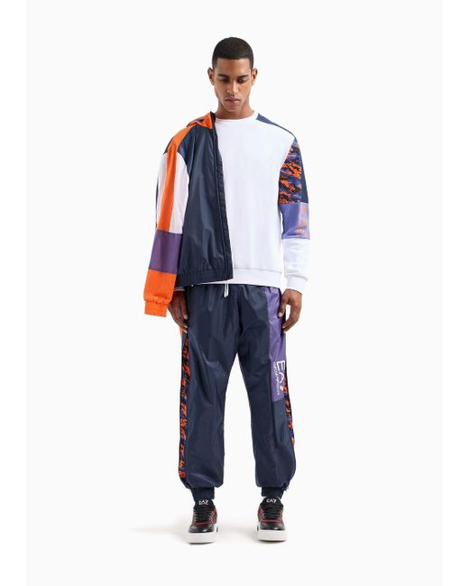 EA7 Blue Graphic Series Recycled-fabric Joggers for men