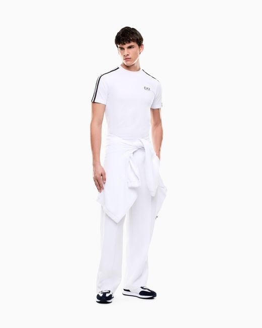 EA7 White Italian Spirit Cotton-Jersey Crew-Neck T-Shirt for men