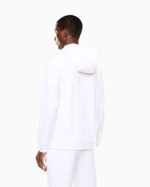 EA7 White Regular Fit Full-Zip Hoodie Premium Shield for men