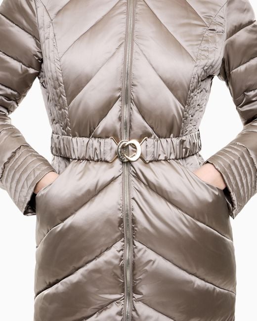 EA7 Natural Caban Coat Regular Fit Padded With Hood And Shiny Finish