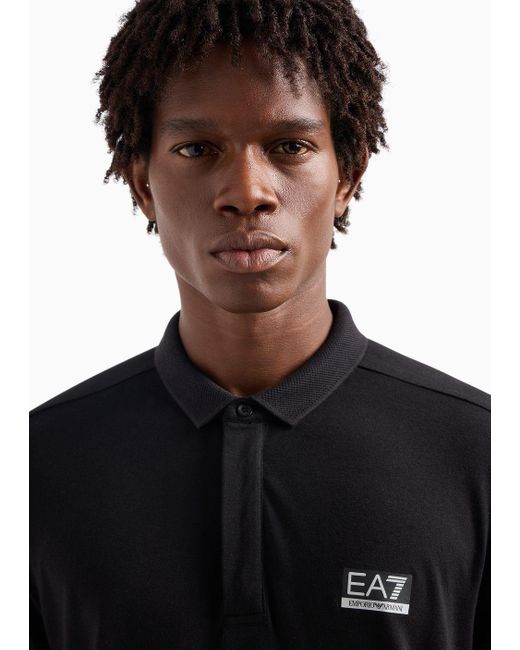 EA7 Dynamic Athlete Poloshirt Aus Natural Ventus7-funktionsgewebe in Black für Herren
