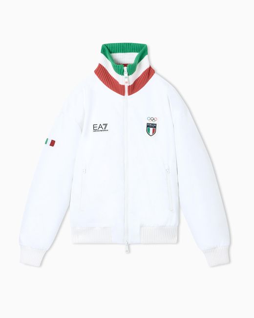 EA7 White Podium Jacket With Ardor7 Padding