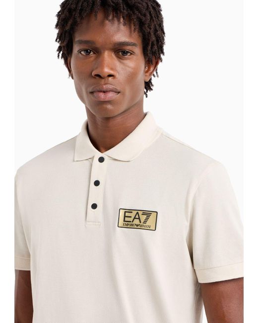 EA7 Gold Label Poloshirt Aus Pima-baumwolle in Natural für Herren
