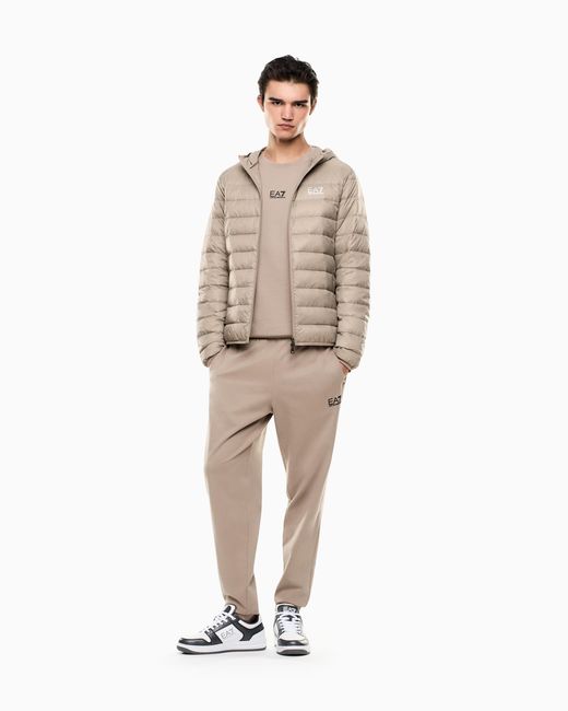 EA7 Natural Insulated Down Jacket With Fixed Hood Core Identity for men